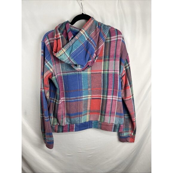 Polo Ralph Lauren Plaid Multicolour Hoodie Girls Size L or Women's M - Picture 6 of 9